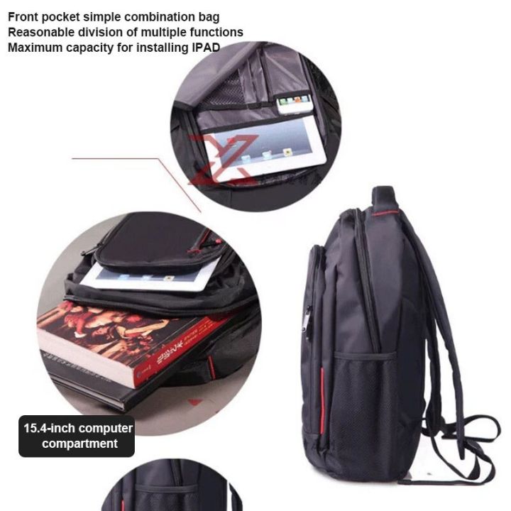 กระเป๋าเป้สะพายหลังสำหรับนักเรียนกระเป๋าแล็ปท็อปสีดำกันน้ำสำหรับนักธุรกิจ-lenovo-14-15นิ้วสำหรับเดินทางของผู้ชาย