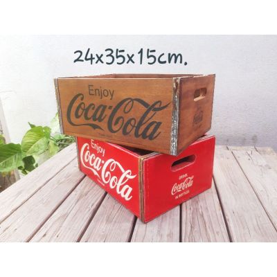 🤩โปรแรง++ coke coca-cola ลังโค้ก โค้ก ลังไม้ ลังเก็บของท้ายรถมอเตอร์ไซด์ ลังไม้เนื้อแข็ง ลังไม้วินเทจ กระบะใส่ของ ขนาด24x35x15 cm. ราคาถูก
