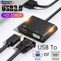 ☊❈ USB 3.0 To HDMI and VGA Converter 2 in 1 Dual monitors HD 1080P Adapter Cable Male To Female On The For Windows PC Display Monitor Laptop Projector TV