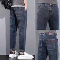 ♟▩✉ 2023 new nine-point jeans mens trendy brand loose straight summer spring and autumn mens mens trousers trend