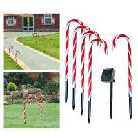 Christmas LED Lamps with Ground Stakes Candy Cane Solar Lights for Lawn Xmas