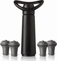 Vacu Vin Wine Saver Concerto - Black - 1 Pump 4 Stoppers - Wine Stoppers for Bottles with Vacuum Pump and Pourer - Reusable - Made in the Netherlands