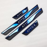 Blue Stainless Steel Door Sill Trim Protector For BYD Atto 3 Scuff Plate Pedal Car Styling Accessories