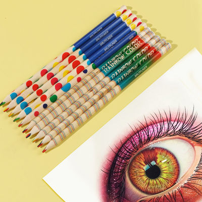 💖【Lowest price】MH DIY ดินสอสีมืออาชีพน่ารัก10ชิ้น ล็อตดินสอสีไม้สีรุ้งสำหรับชุดวาดภาพระบายสีเด็ก