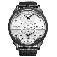 OULM นาฬิกาข้อมือผู้ชาย เท่ห์ Big Sport Watch 2 Movement Unique Design สายหนัง รุ่น OU3548M พ