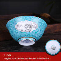 57inch Palace Rice Bowl Jingdezhen Ceramic Bone china Enamel Bowl Snow Scene Tableware Home Salad Bowls Dinnerware Decoration