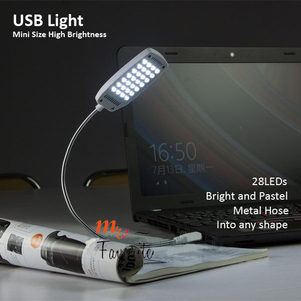 Blanc Super Bright Laptop Light 28 LED USB Light Lampe dordinateur flexible Lampe de bureau portable Lampe de bureau Accessoires universels 