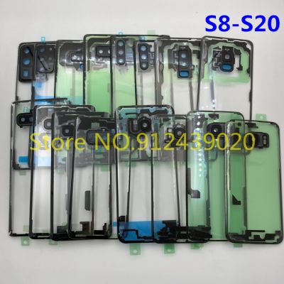 ㍿■ FOR SAMSUNG Galaxy S20 S10 S9 S8 Plus NOTE10 Back Battery Cover Rear Door Housing Gorilla Tempered transparent Glass Panel Part