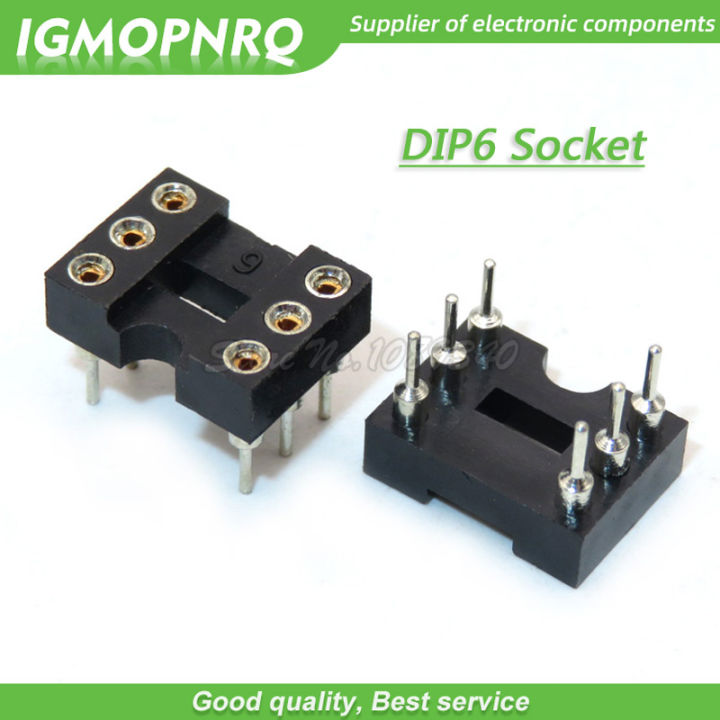 20pcs Round Hole 6 Pins 2.54MM DIP DIP6 DIP 6 IC Sockets Adaptor Solder Type IC Connector Integrated circuit socket