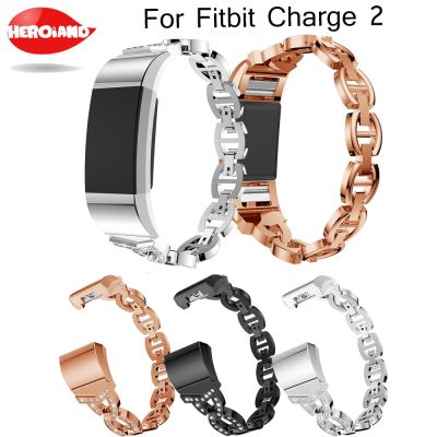 ✎ Crystal Stainless Steel Watch Band Wrist strap Smart Wristband Bracelet Wearable Belt Strap with Rhinestone For Fitbit charge 2