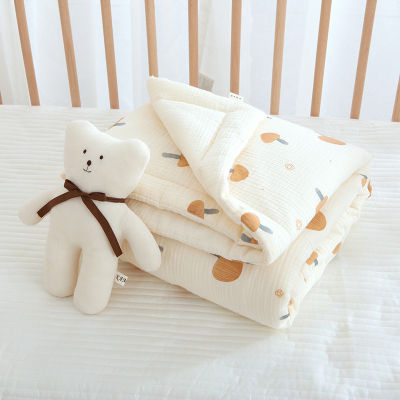 ฤดูหนาวผ้าห่มสำหรับเปลเด็กทารกนุ่มเตียงมัสลินเด็กผ้าพันคอหนาผ้าห่มเด็กอนุบาลผ้าห่มเตียง110X130cm