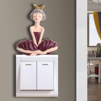 Girl 3D Cartoon Resin Wall Switch Stickers Living Room Doorbell Sticker Creative Home Decoration Accessories wall stickers Wall Stickers Decals