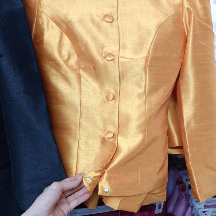 l-xlเซทชุดไทยจิตรลดาเหลืองทองอัดกาว-ชุดสงกรานต์ผญ-ชุดงานบวช-ชุดไทยเจ้าสาว-ชุดผ้าไหมไปงาน-ชุดผ้าไหมไทย-ผญ-ชุดผ้าถุงไปงาน-ชุดแม่เจ้าสาว