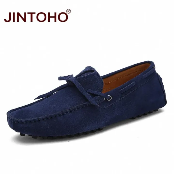 Jintoho Big Size Men Boat Shoes Fashion Men Casual Genuine Leather Shoes Brand Male Leather