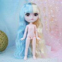 (Popular toys)  Wink Blythe ตุ๊กตา29เซนติเมตรความสูง1/6 BJD สีชมพูผิวร่างกายเรียบยาวผมหยิก13ข้อต่อที่สามารถเคลื่อนย้ายสาวเล่นบ้านของเล่น