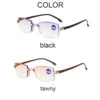 2022 Men Women Rimless Reading Glasses Anti Blue Light Bifocal Far Near Magnification Eyewear Presbyopic Glasses 150 200