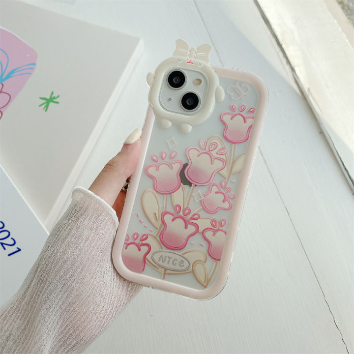 เคสโทรศัพท์สำหรับ-oppo-a3s-a5s-a12-a15-a35-a8-a9-realme-a31-c33-5-7i-8-8i-9i-10-pro-plus-5g-เคส-c11-c3-c15-c20-c21-c35-c55เคสฝากรอบสีม่วงดอกไม้สดลายดอกไม้น่ารัก3d-ซิลิโคน-tpu-ใสรูปการ์ตูนเลนส์รูปสัตว์