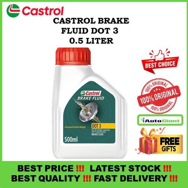 CASTROL BRAKE FLUID DOT 3. (0.5LITER) (100 ORIGINAL) Lazada