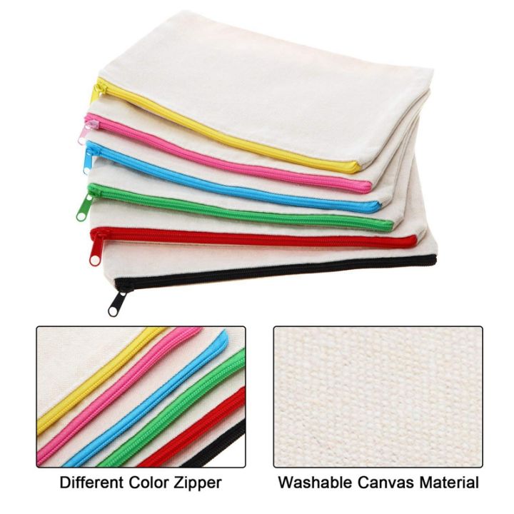 24pcs-multipurpose-cosmetic-bag-makeup-pouches-with-zipper-canvas-bag-pencil-pouch-travel-toiletry-bag-for-diy-design