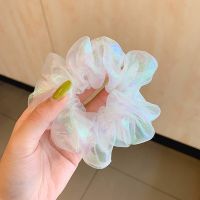 Scrunchies อุปกรณ์แต่งผมตรง,เครื่องประดับผมดีไซน์เรียบง่ายแฟชั่นสไตล์เกาหลีลำลองสีสันสดใสสำหรับผู้หญิง