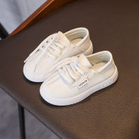 Childrens White Shoes Spring and Autumn Leather Low Top Lace-up Sports Shoes for Boys and Girls Soft Bottom Casual Kids Shoes