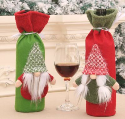 ที่คลุมไวน์สีเขียวสำหรับเทศกาลคริสต์มาสปีใหม่2024ชุดขวดไวน์ซานตาคลอสสำ JPZ3824อุปกรณ์ตกแต่งของขวัญตกแต่งบ้านโต๊ะคริสต์มาสอุปกรณ์เครื่องมือบาร์ไวน์