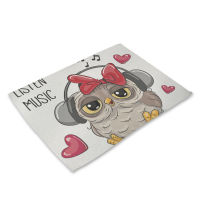 Cute Anime Owl Table Napkin Cartoon Placemat Fashion Table Mat for Wedding Kitchen Decor Placemat Dining Accessories Coaster Pad