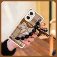 Back Cover Nordic wind Phone Case For Huawei Honor50 SE Liquid silicone shell Solid color pearl bracelet Cartoon cute