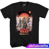 เสื้อยืดสีพื้นผู้ชาย STAR WARS Mandalorian Team Desert Disney+ Show Adult Tee Graphic T-Shirt For Men Tshirt sale Star W