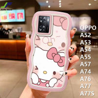 เคสโทรศัพท์ขอบคลื่นน่ารักสำหรับ OPPO A54 / A57 / A53 / A52 / A55 / A74 / A76 / A77 / A77S การ์ตูน Hello Kitty เคสโทรศัพท์ซองนุ่มกันกระแทก