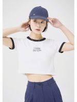 FLMNT(W) CROP RINGER TEE - White/Navy/Cream