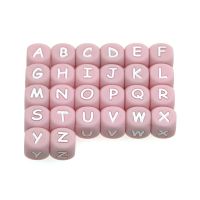 【YF】■✖  10Pc Pink Silicone Alphabet Beads Pacifier Chain BPA FREE Jewelry Making Bulk