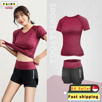 Annie-Sport Plus Size Loose Sports Suit Women's Summer Yoga Workout Clothes  Thin Fit Fitness Apparel Exercise Jogging Short-sleeved Gym Casual  Stretchable Sportswear Quick-drying Outdoor Morning Running Short