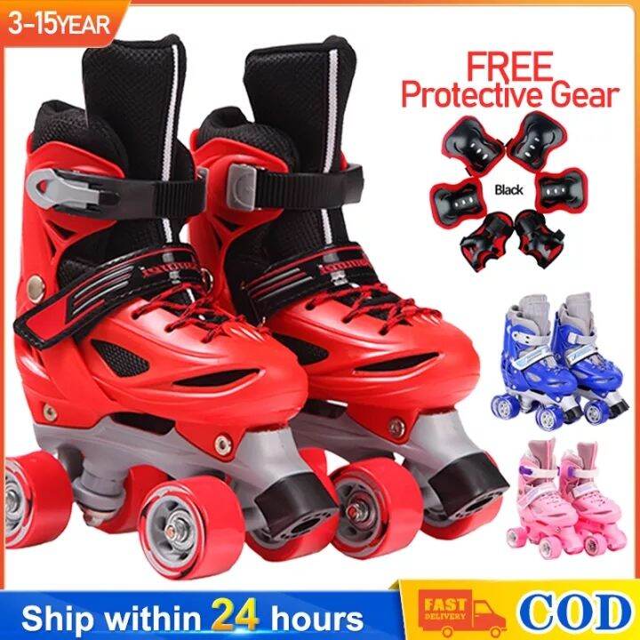 Double Row Adjustable 315yrs Kids Roller Skates Size 2738 Adjustable