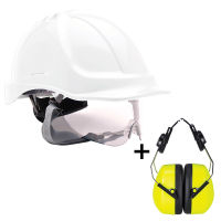 Noise Protection Visor Helmet CE Certificate Work Hard Hat with Hanging Earmuffs Vented Safety Cap