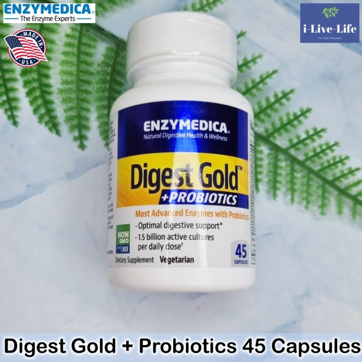 เอนไซม์ย่อยอาหาร-โพรไบโอติก-เพื่อสุขภาพทางเดินอาหาร-digest-gold-probiotics-45-capsules-enzymedica