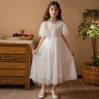 [COD] 2023 spring and summer new V-neck short-sleeved girls mesh dress princess net red parent-child