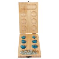 1 Set of Mancala Board Game Toy Foldable Wooden Mancala Gemstone Chess Toy