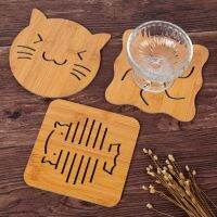 【CW】 Cartoon Pattern Cup Insulation Wood Hollow Table Placemat Coaster Durable Pot Holder for Use