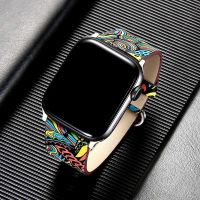 [HOT CHALIUIUILILXWE 607] สายรัดข้อมือหนังสำหรับสายคาด Apple Watch 40มม. 44มม. 42มม. 38มม. Correa สำหรับ IWatch SE 6 5 4 3 2 1สายรัดข้อมือคุณภาพสูง