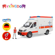 MY KINGDOM - Xe cứu thương Bruder MB với tài xế BRU02536 trắng thumbnail
