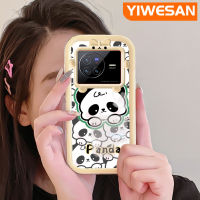 YIWESAN เคสสำหรับ VIVO X80การ์ตูนน่ารักแพนด้าสีสันสดใสเลนส์กล้องถ่ายรูปแบบนิ่มมอนสเตอร์ตัวน้อยเคสมือถือกันกระแทกแบบใสป้องกันซิลิโคนง่ายฝาครอบความคิดสร้างสรรค์โปร่งใส