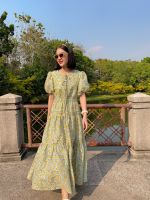 Lada Studios - Anna dress ( Flower Graden ) 100% Linen (ชุดมีซับใน)