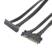 【High-quality】 22Pin SATA ชาย22Pin 90องศามุมหญิง Serial สาย SATA สายข้อมูลสายต่อขยายไนลอนสีดำ