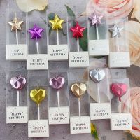 Cute Birthday Cake Candle Diamond Heart Star Shape Candles Creative 3D Lovely Cupcake Candle Childrens Party Decoration