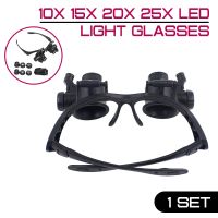 【Cod】 JGHJYTRFDR 10X 15X 20X 25X LED แว่นตาแว่นขยาย Headband เครื่องประดับ Watchmaker เลนส์ Loupe แว่นขยาย Lupa