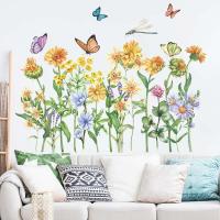 【HOT】 New FX-C244 fresh flowers butterfly dragonfly baseboard living room bedroom wall decoration self-adhesive