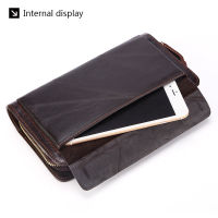 Business Genuine Leather Clutch Wallet Men Long Leather Phone Bag Purse Male Large Size Handy Coin Wallet Card Holder Money Bag