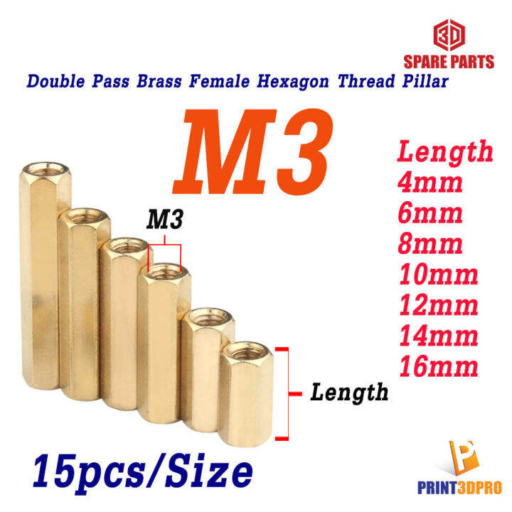M3 Double Pass Hex Brass Female Standoff Board Pillar Hexagon Thread