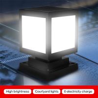 LED Solar Column Headlight Solar Powered Pillar Lamp Outdoor Waterproof Wall Light For Villa Courtyard Landscape Garden Decor